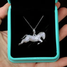 Petite Micro-Pave Horse Jumper Pendant Necklace