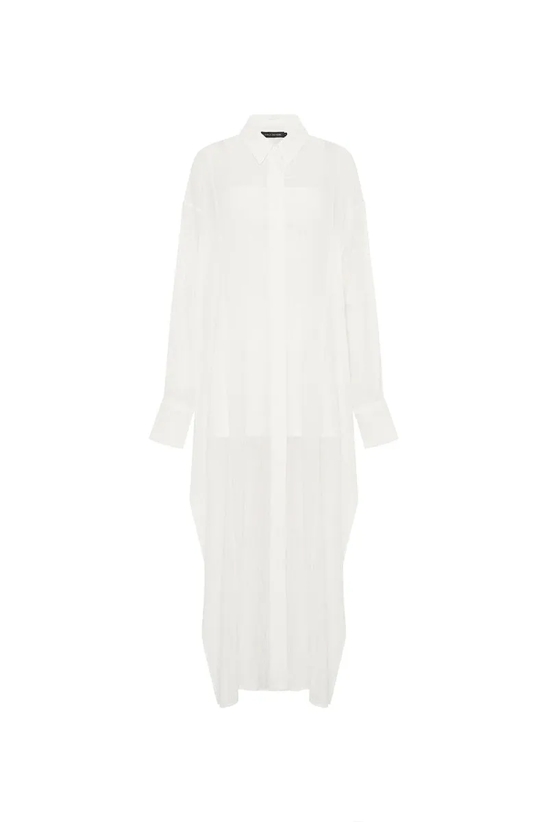 PIA SHEER TEXTURE DRESS-CREAM