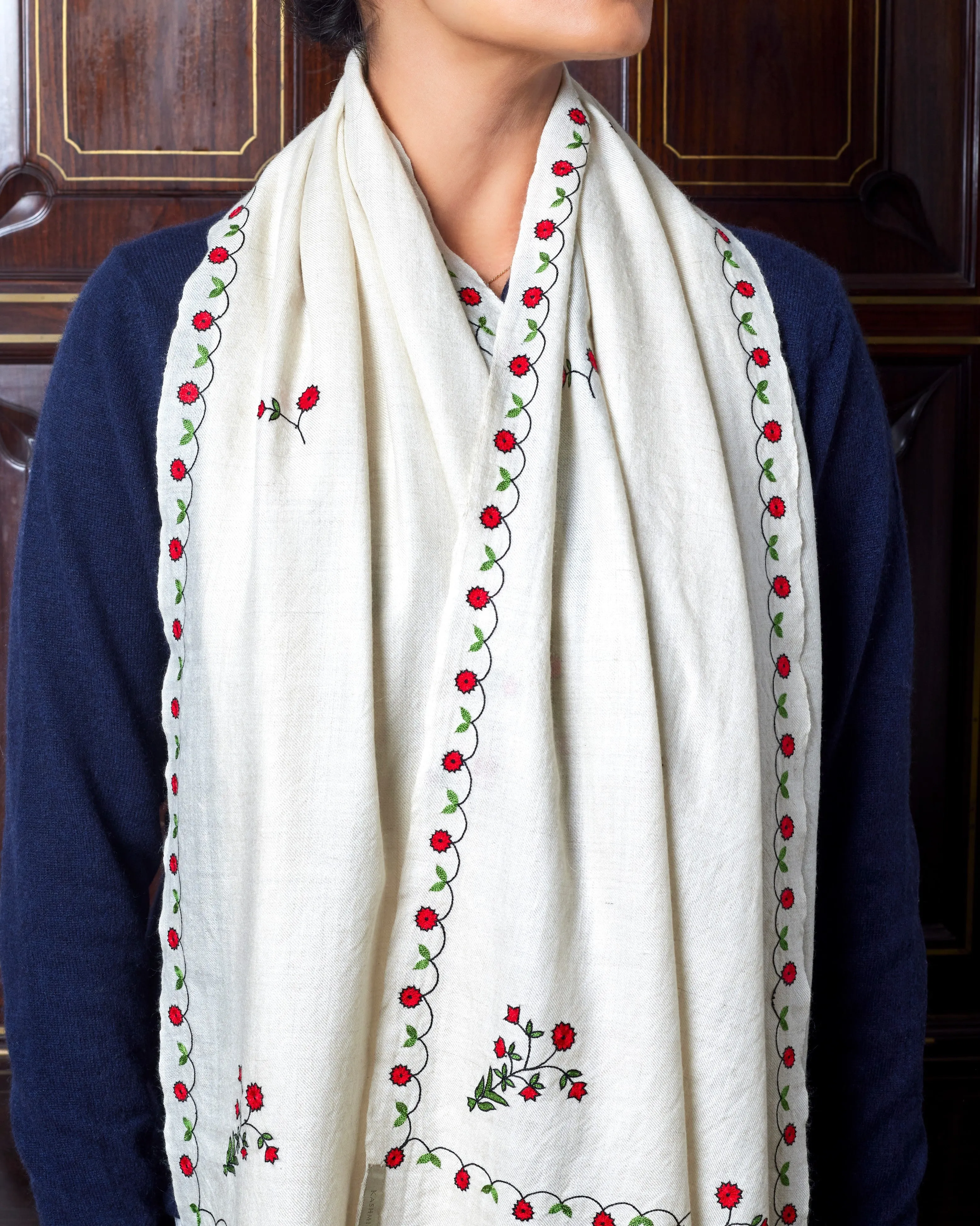 Pietra Dura Ivory Cashmere Shawl