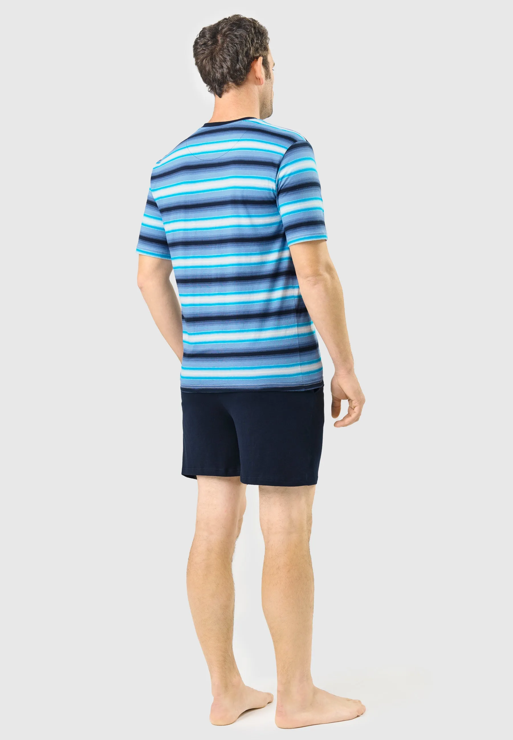 Pijama Hombre Corto Tapeta Punto Rayas - Azul 3036_33