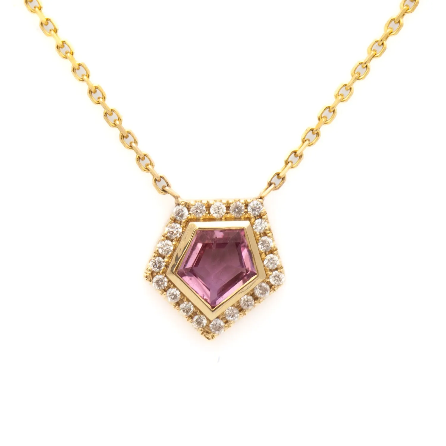 Pink Sapphire Midi Mosaic Shape Necklace