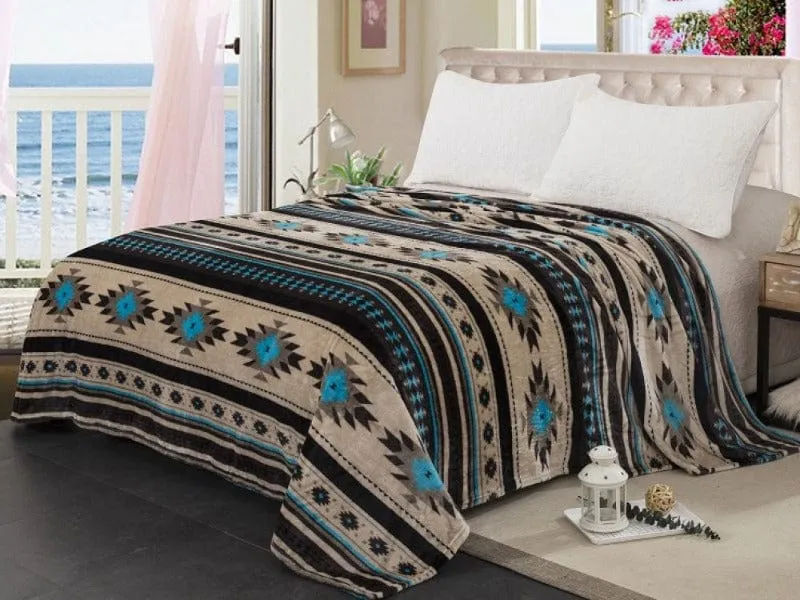 Queen Size Bed Blanket with Southwest Design