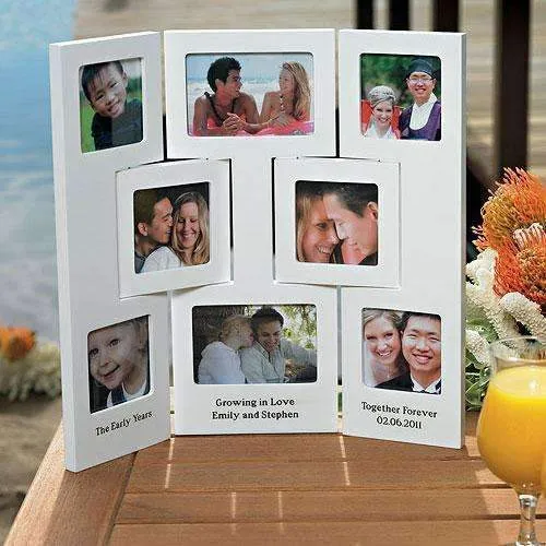 "Our Story" Multiple Opening Photo Frame - Table Top - 3 Panel Walnut Brown Finish (Pack of 1)