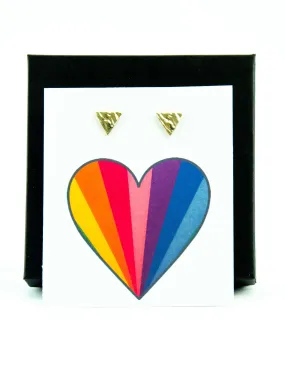 Rainbow Heart LGBTQ  Pride Triangle Stud Earrings Gift