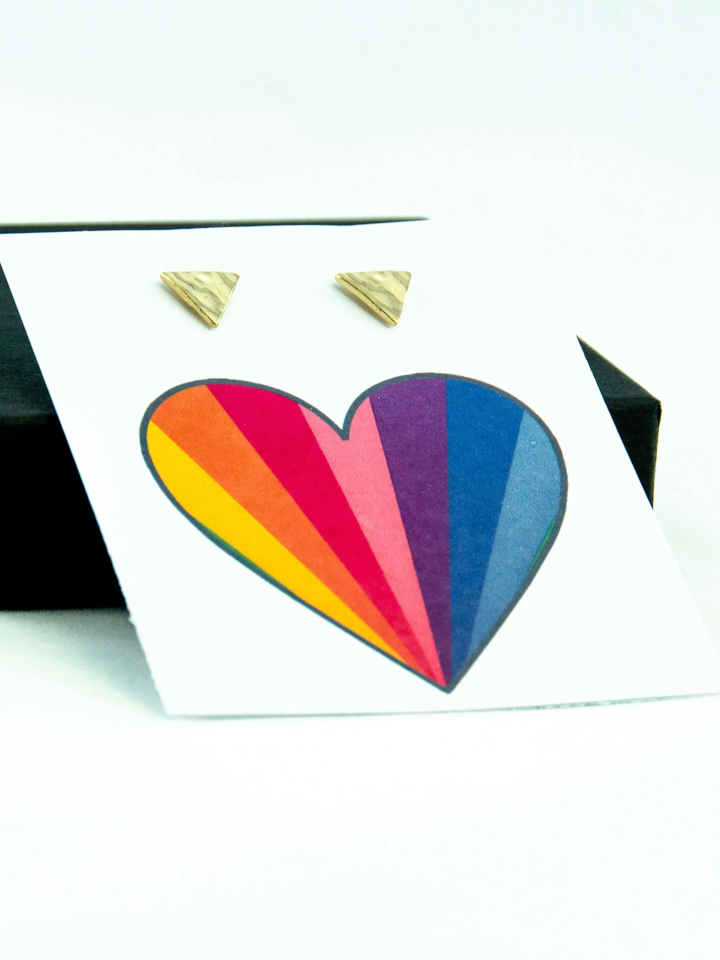 Rainbow Heart LGBTQ  Pride Triangle Stud Earrings Gift