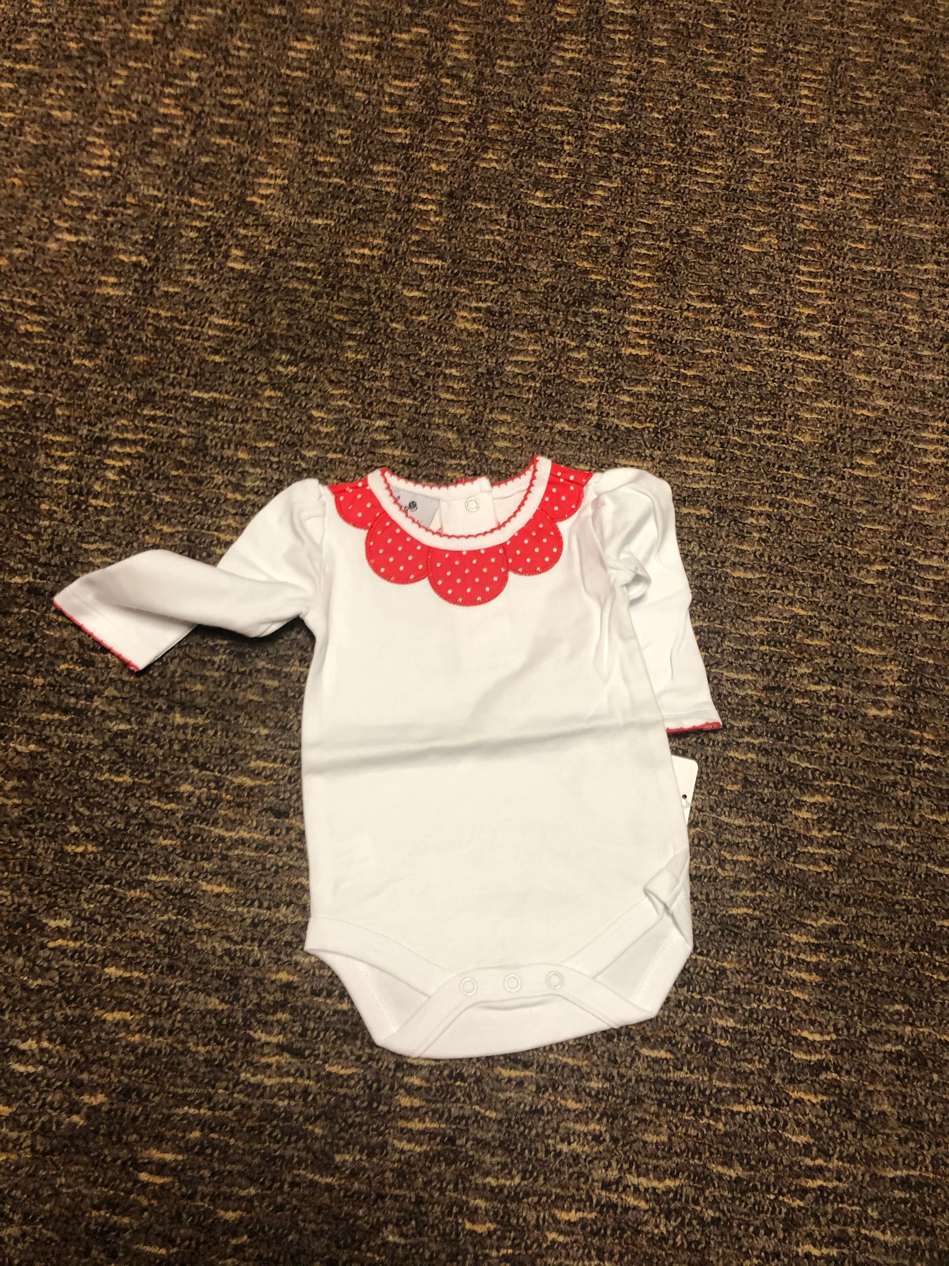 Red Applique Long Sleeve One Piece - 0-6 Month