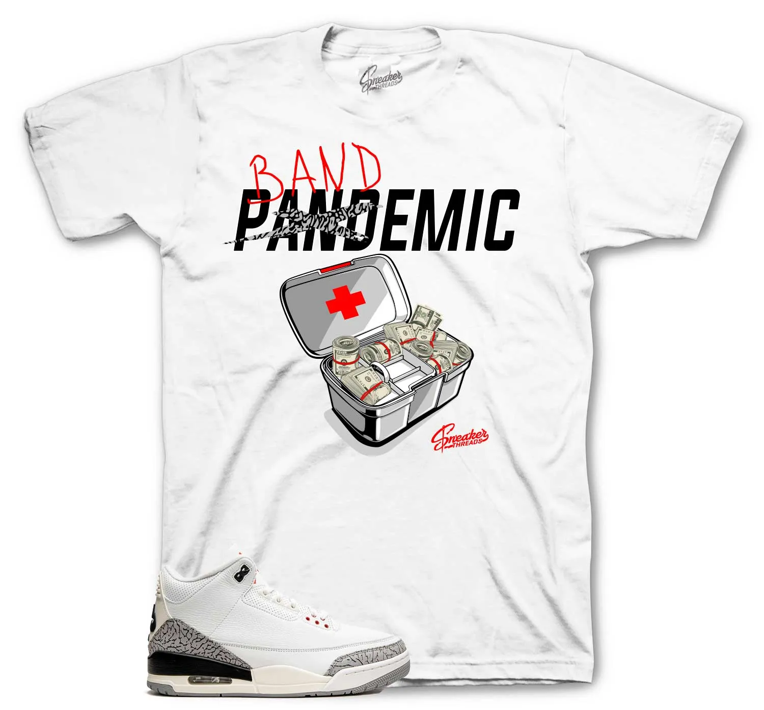 Retro 3 White Cement Reimagined Shirt - Bandemic - White