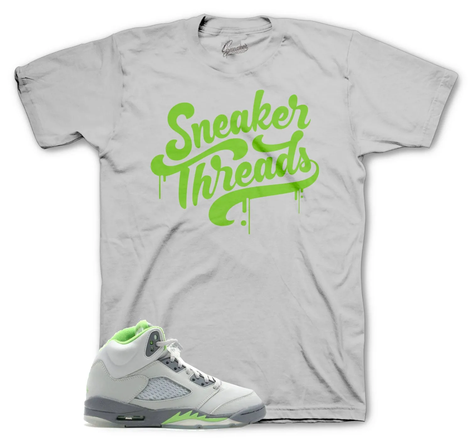 Retro 5 Green Bean Shirt - ST Drip - Grey