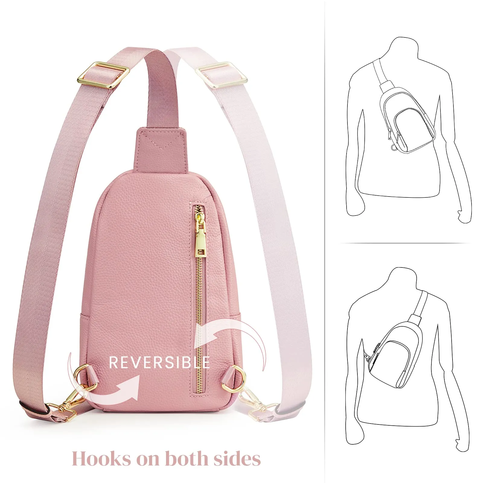 RFID Blocking Leather Sling Chest Bags Gifts For Women