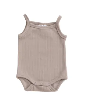 Ribbed Tank Bodysuit – Taupe