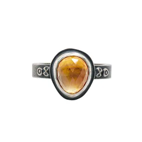 Rose Cut Citrine Ring - size 9