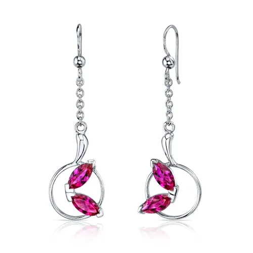 Ruby Pendant Earrings Set Sterling Silver 4.50 Carats