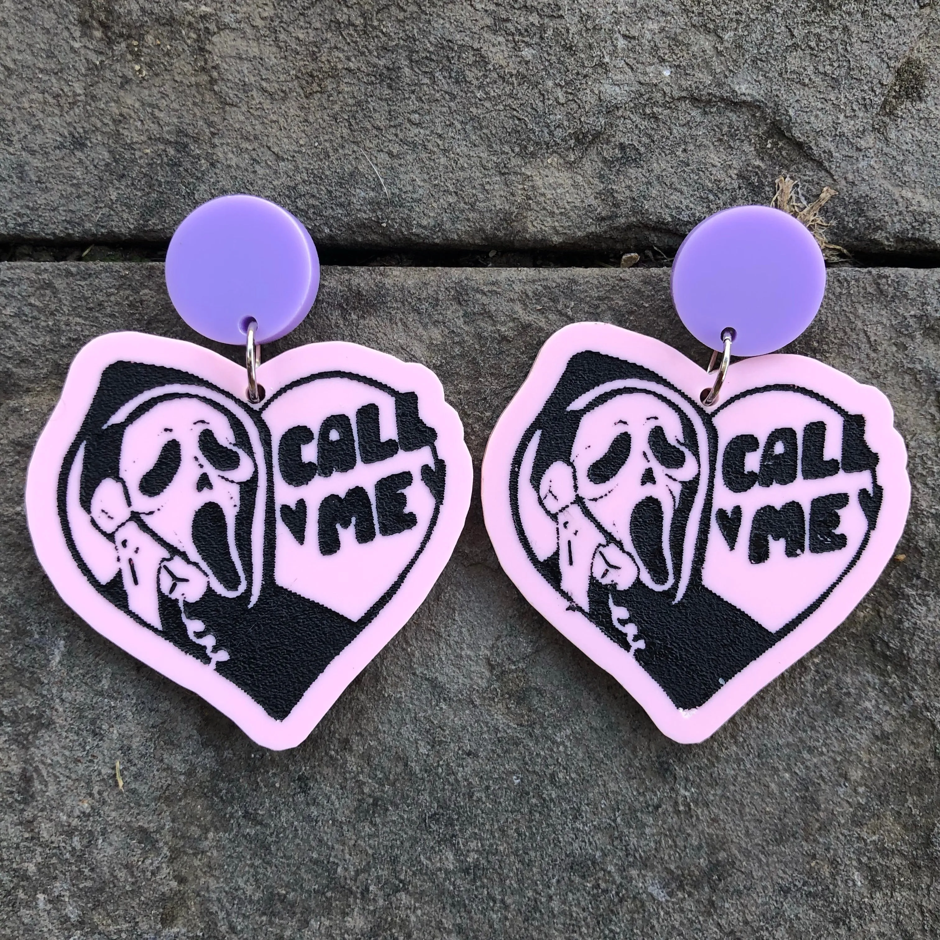 Scream Ghostface Call Me Dangle Earrings