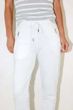 Shiny Ribbon Side Stripe Crinkle Jogger