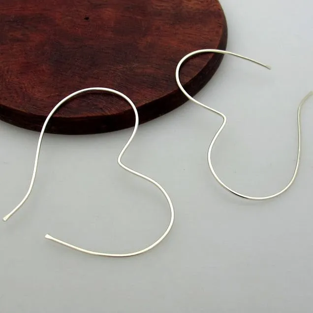 Silver Heart Hoop Earrings