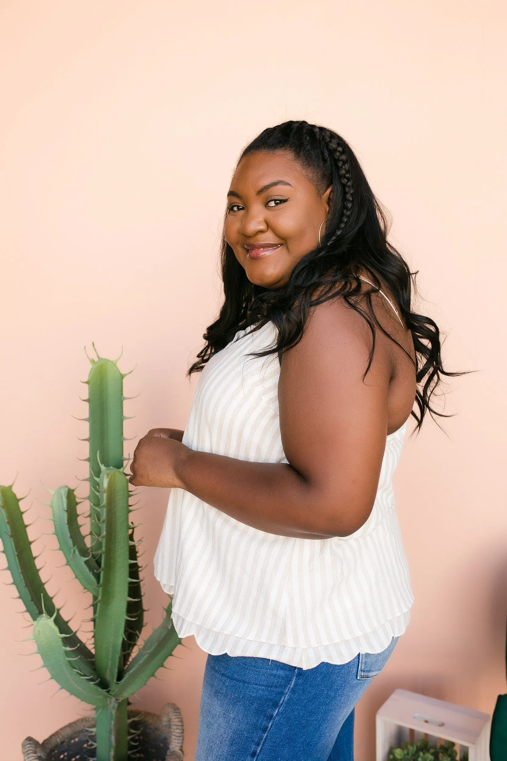 SIZE 3XL PLUS SIZE Farris Striped Cami Top