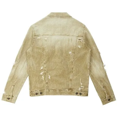 Smoke Rise Rip & Repaired Color Denim Jacket (Light Oak) JJ23532