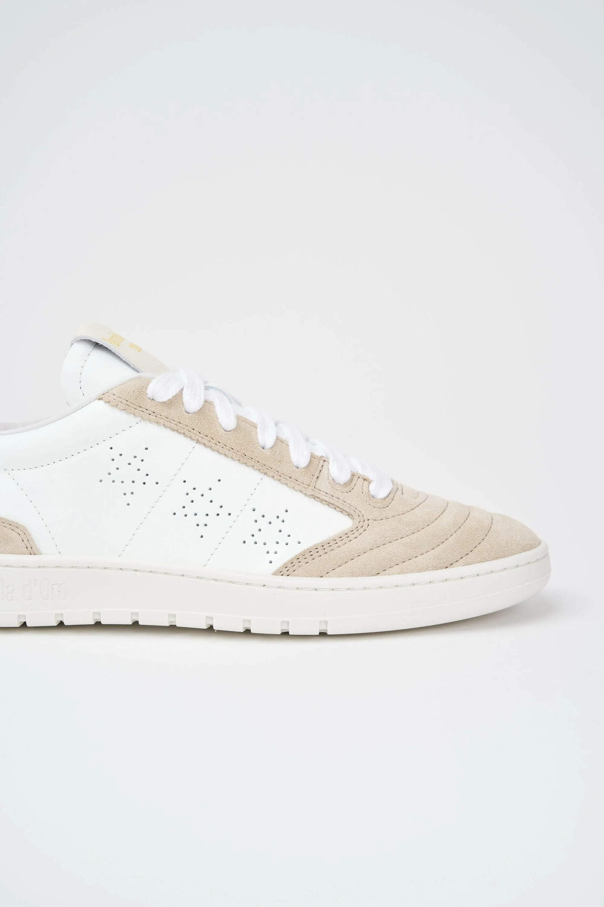 Sneakers uomo Wembley in pelle bianca e camoscio beige