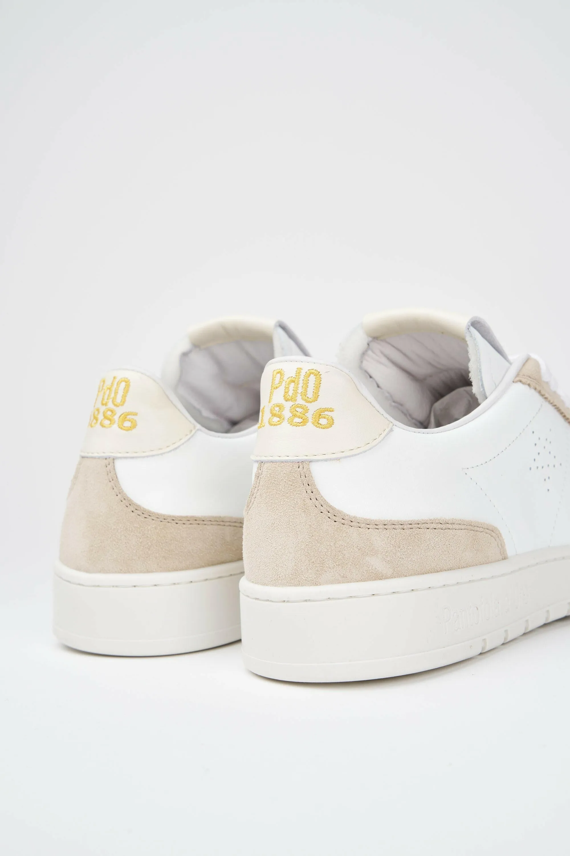 Sneakers uomo Wembley in pelle bianca e camoscio beige