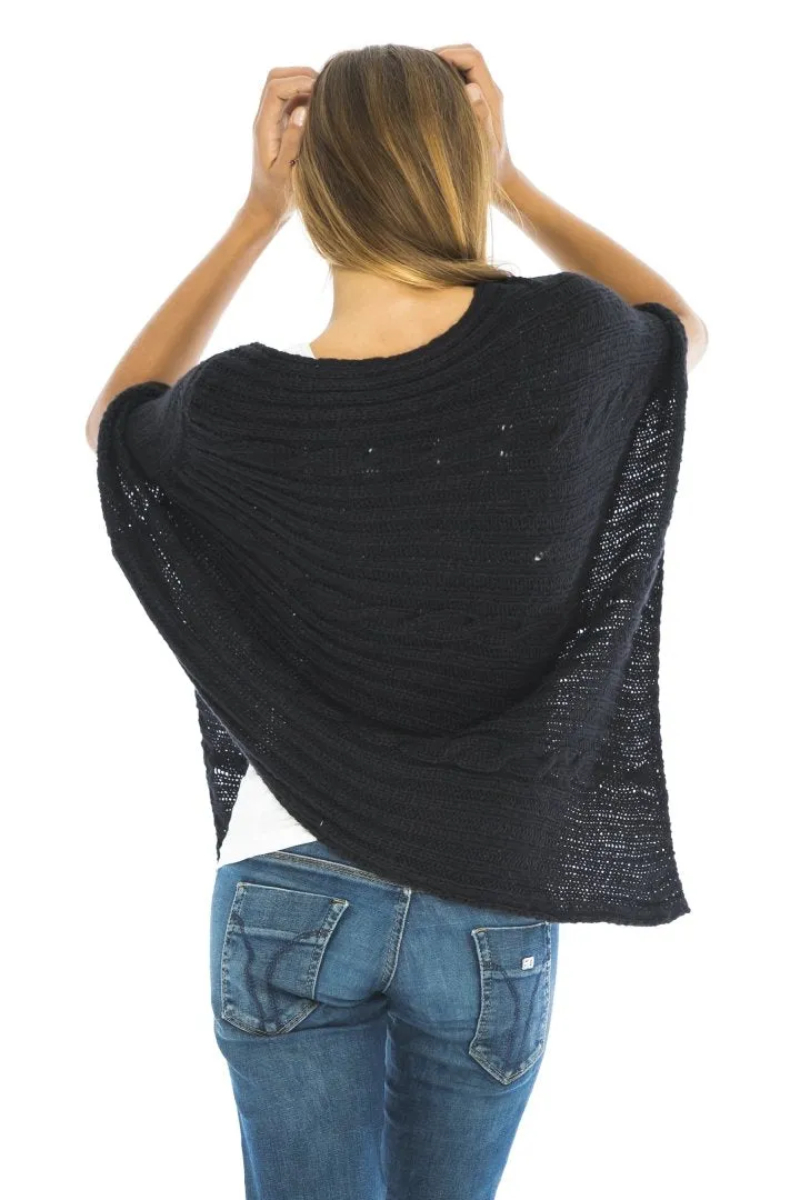 Soft Cable Knit Poncho Sweater