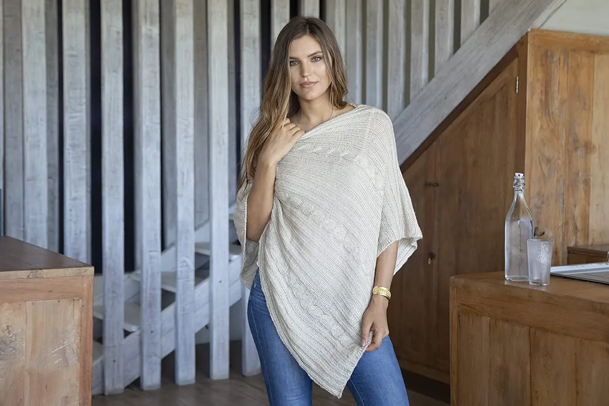 Soft Cable Knit Poncho Sweater