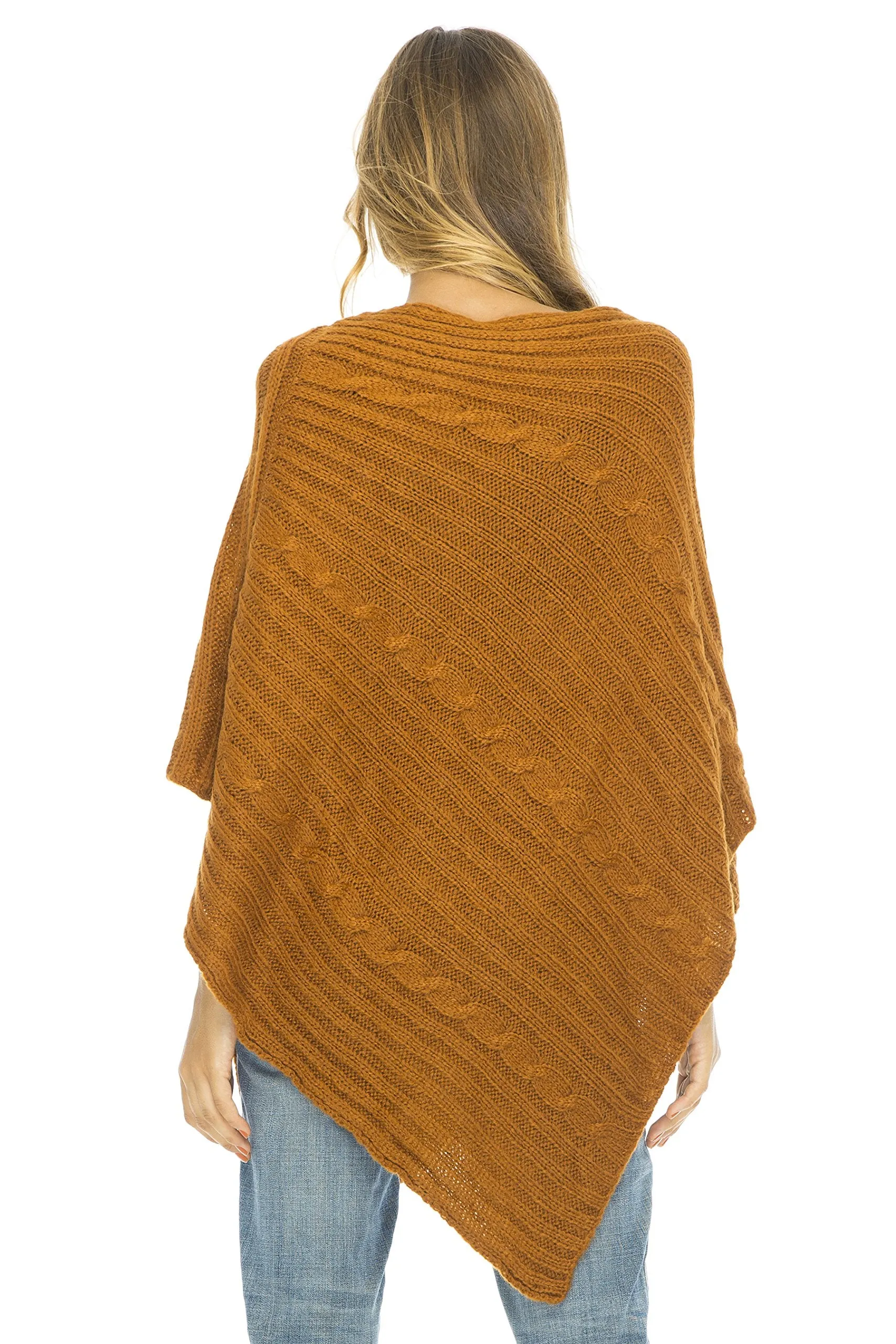 Soft Cable Knit Poncho Sweater