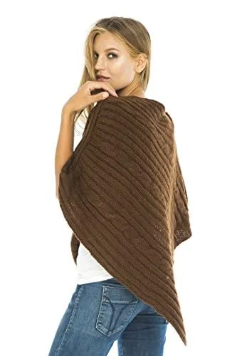 Soft Cable Knit Poncho Sweater