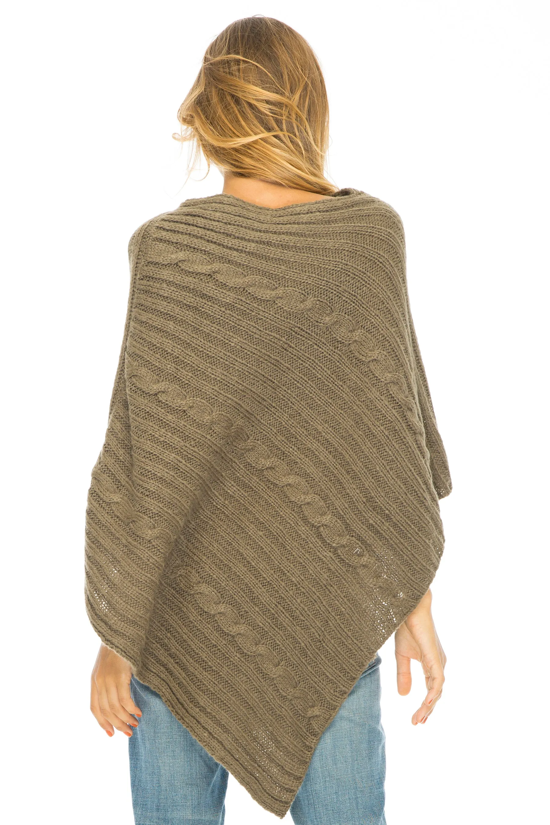 Soft Cable Knit Poncho Sweater