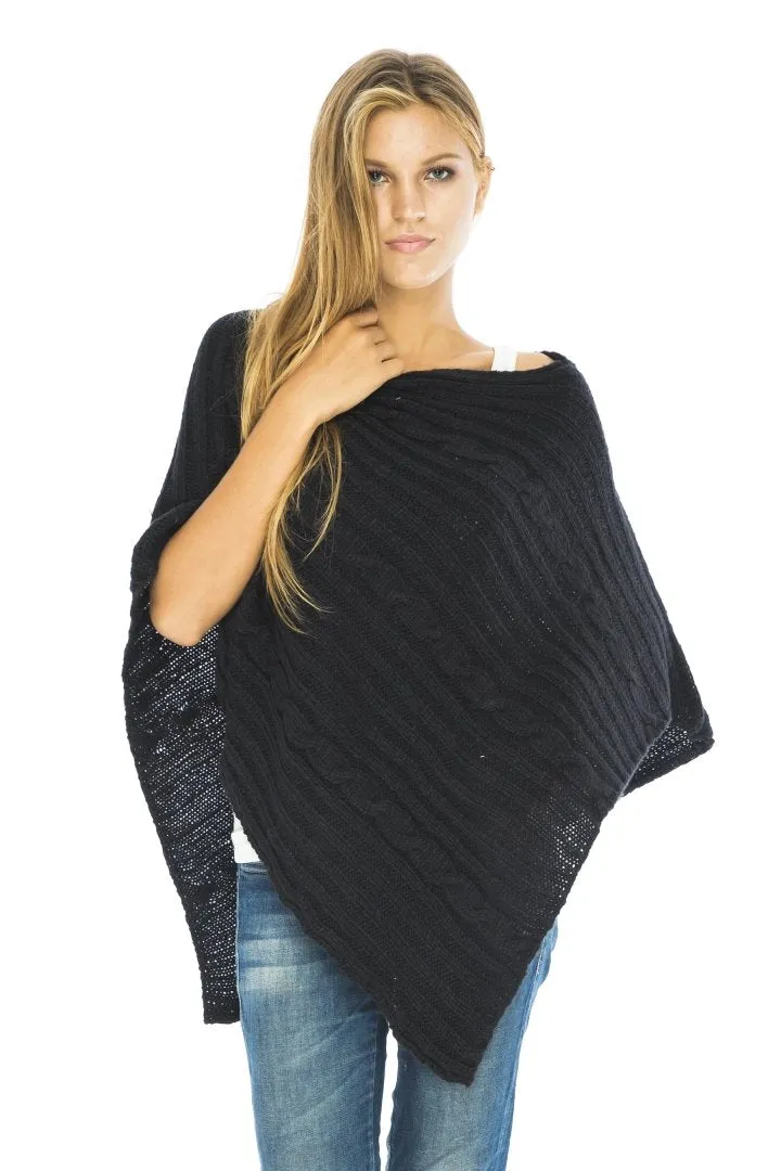 Soft Cable Knit Poncho Sweater