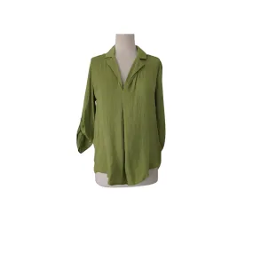 Stradivarious Parrot Green Collared Top | Pre Loved |