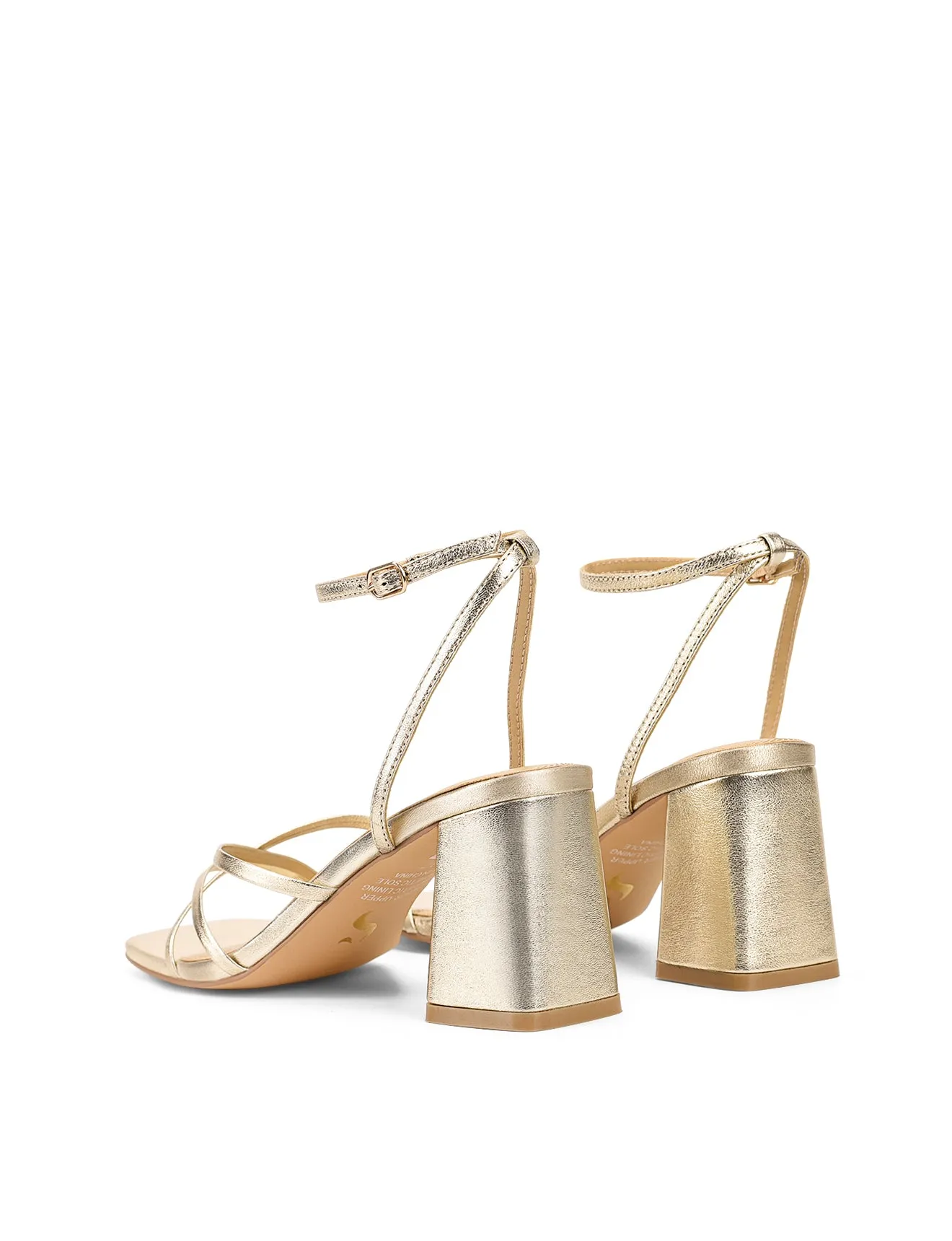 Straus Block Heel Sandals - Gold Metallic Leather