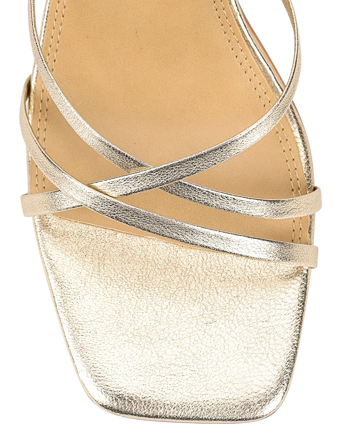 Straus Block Heel Sandals - Gold Metallic Leather