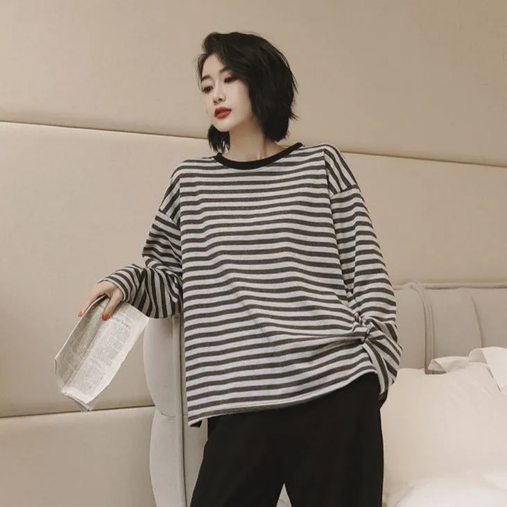 Striped Sweater With O-Neck