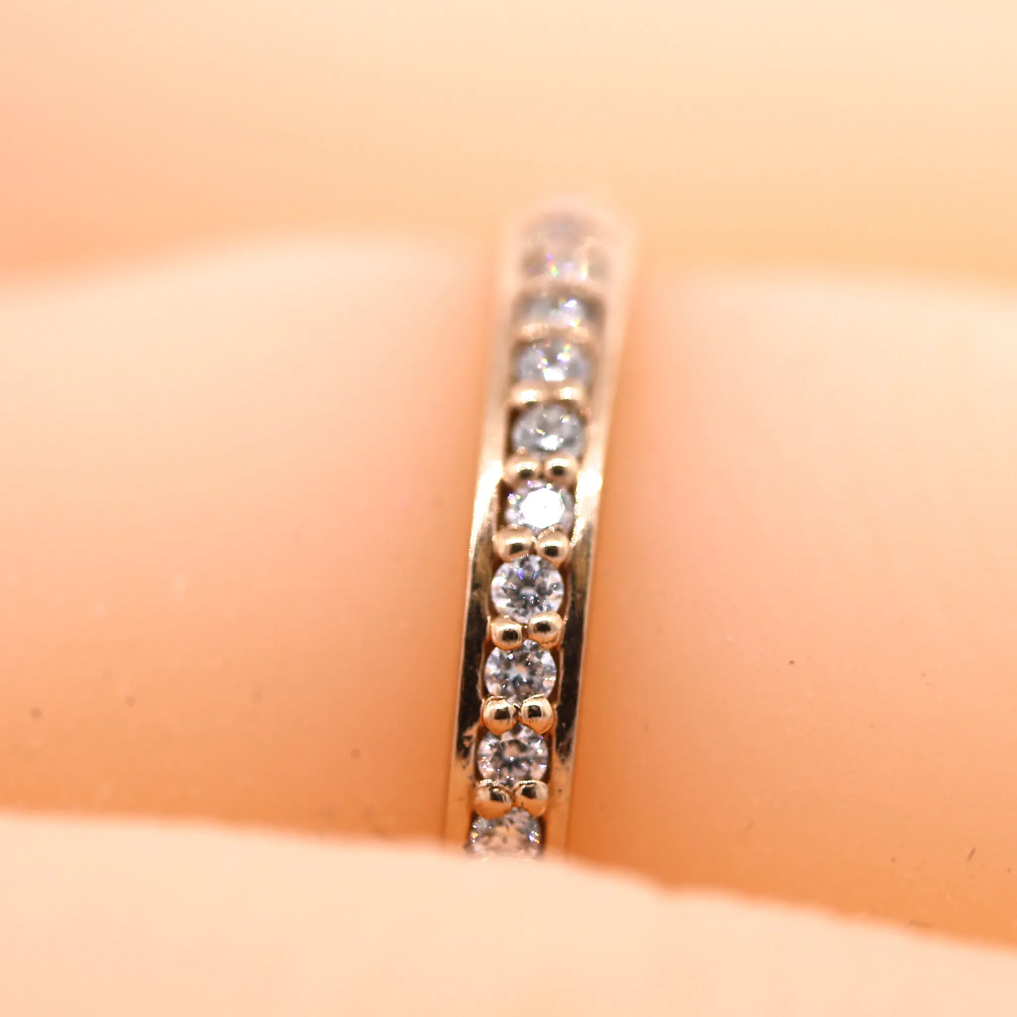 Sweet Reserved Pink Gold Bead Set Diamond Wedding Band