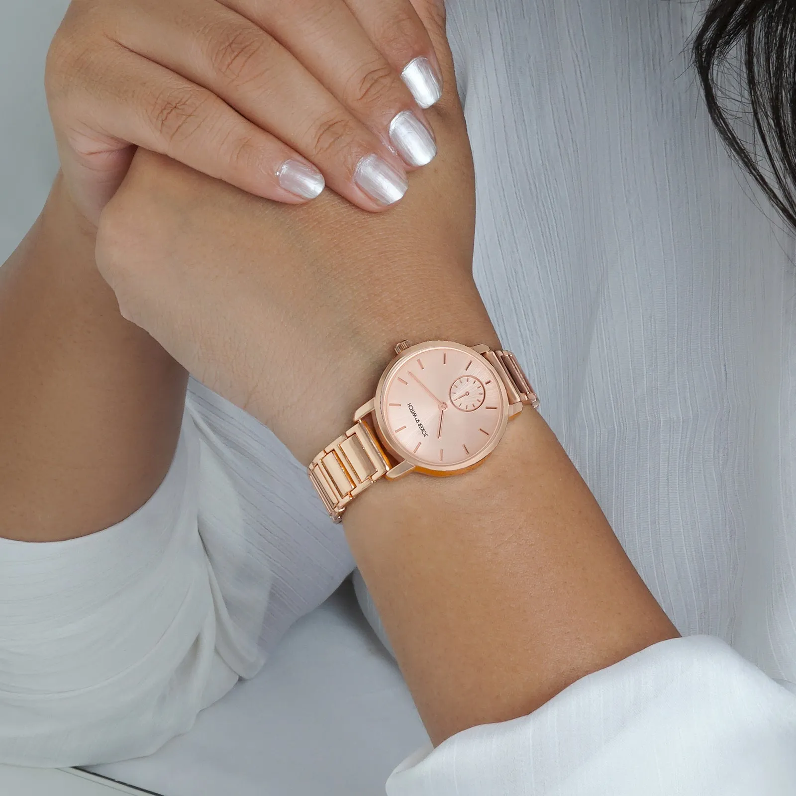 Talia Rosegold Metallic Strap Watch