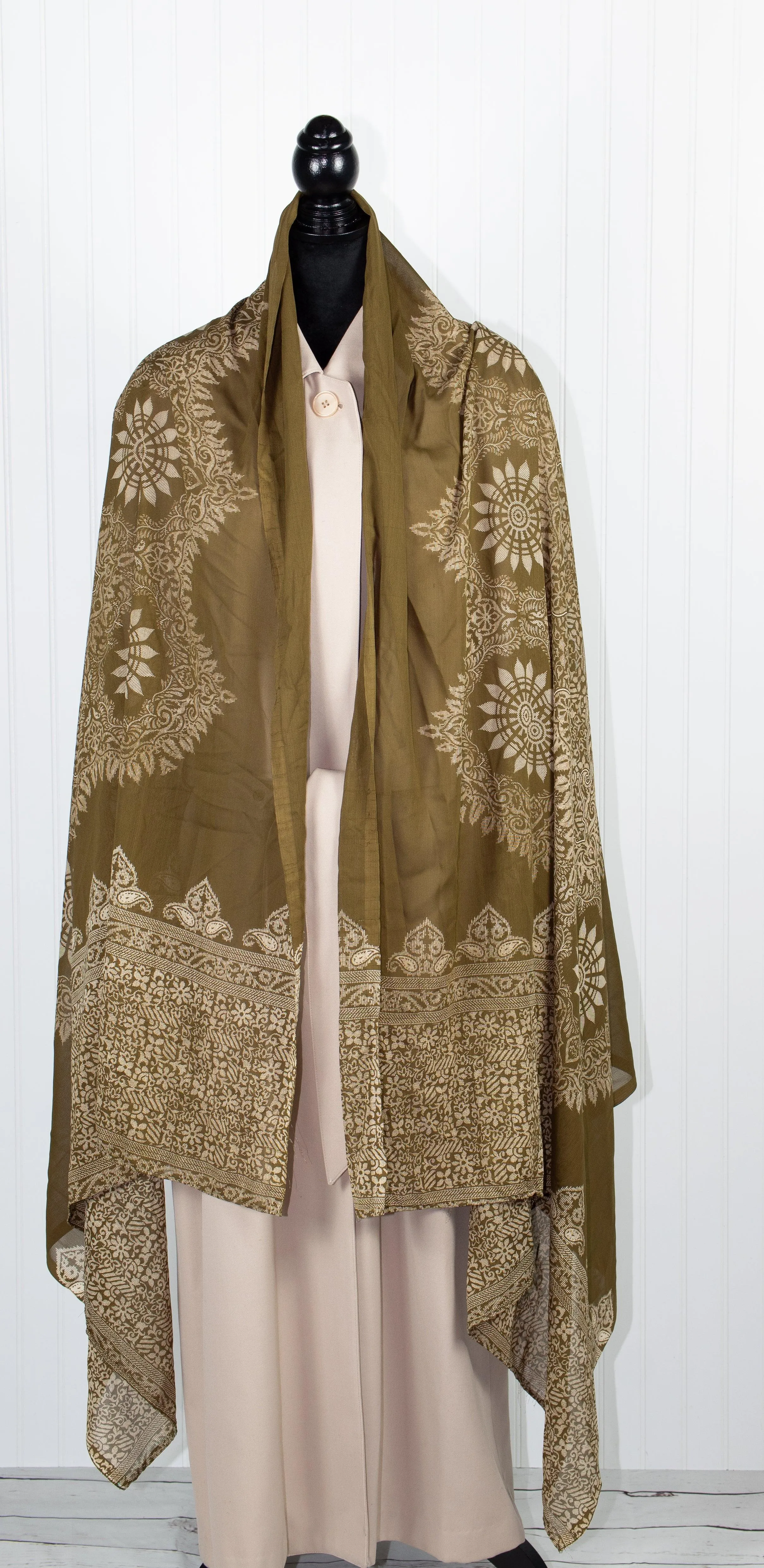 Taupe w/ Beige Print Shawl