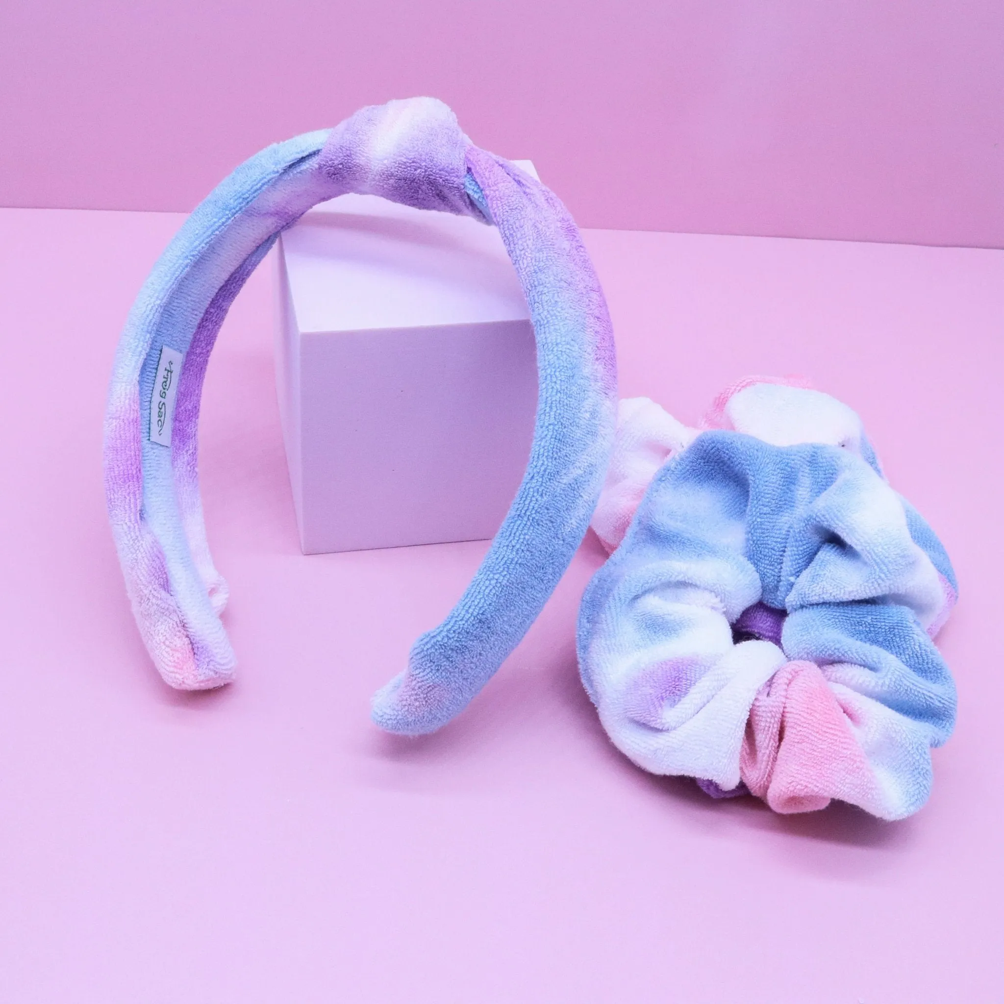 Terry Cloth Knot Spa Headband and Scrunchie Wristbands