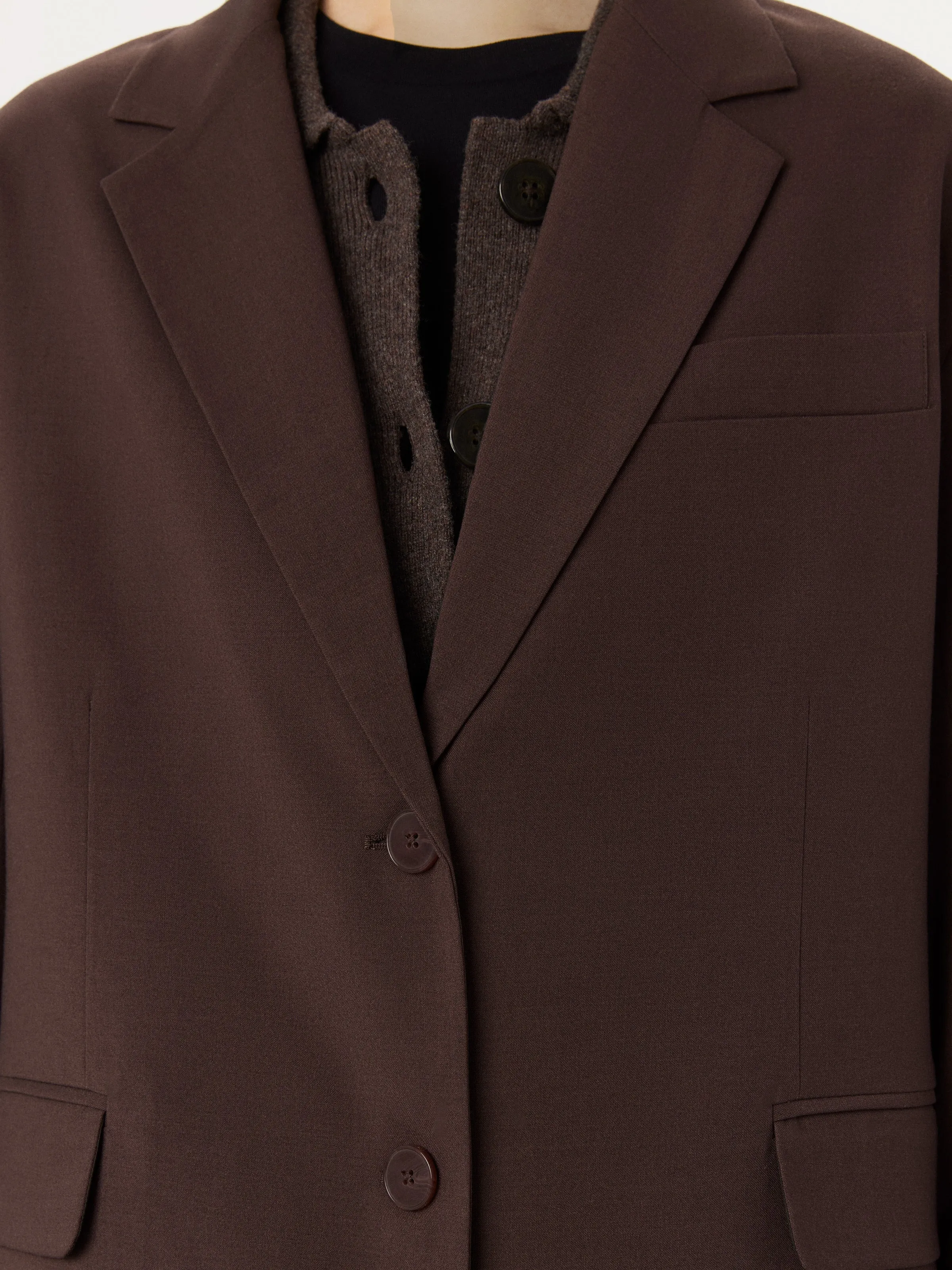 The Boxy Single Breasted Blazer in Dark Roast