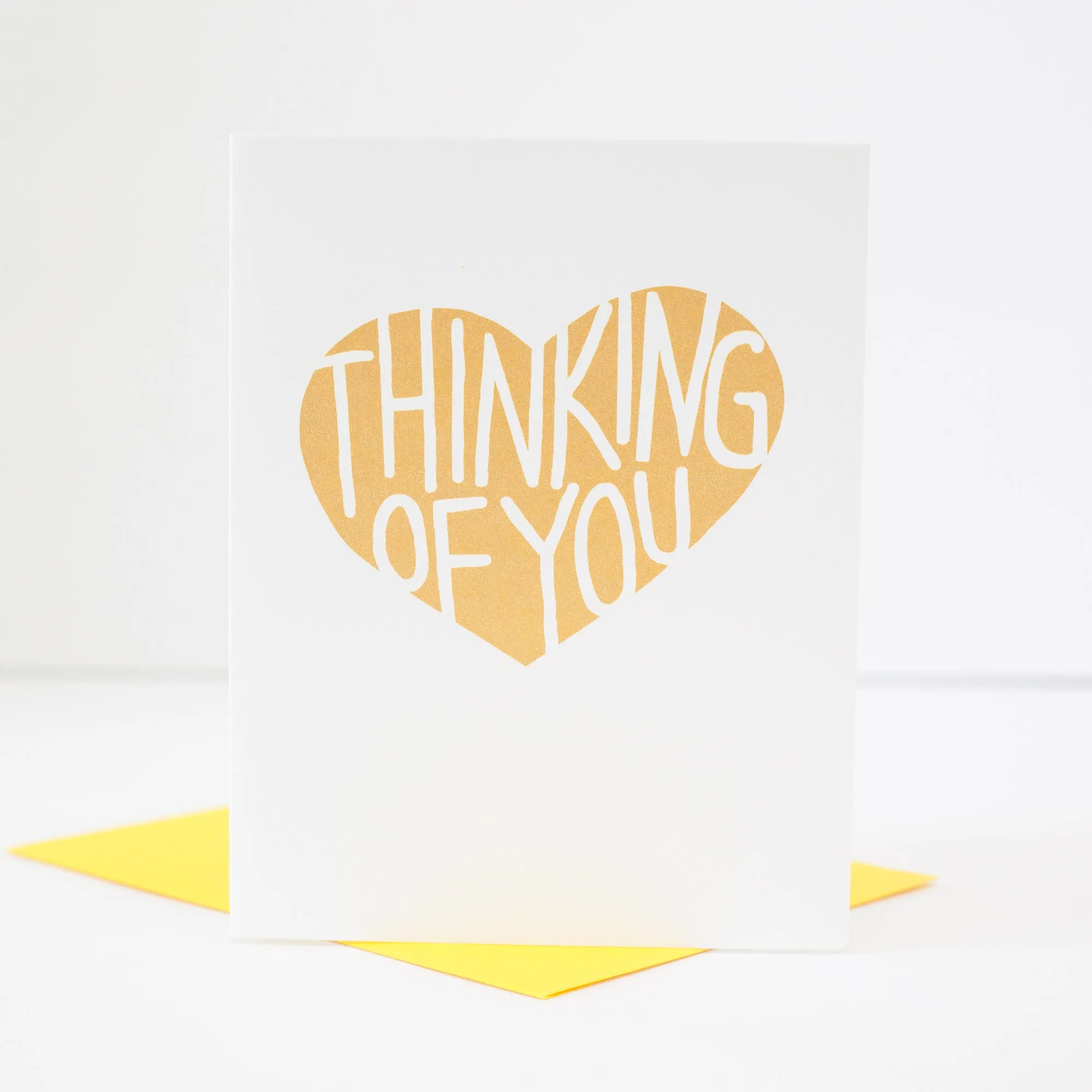 thinking of you card, gold heart sympathy card, card for a friend