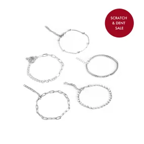 Toggle Silver Chain Set of 5 Bracelets - Sample