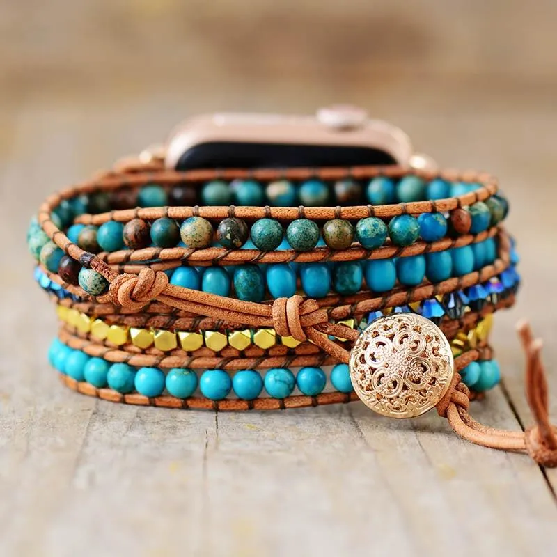 Turquoise & Jasper Beads Apple Watch Band