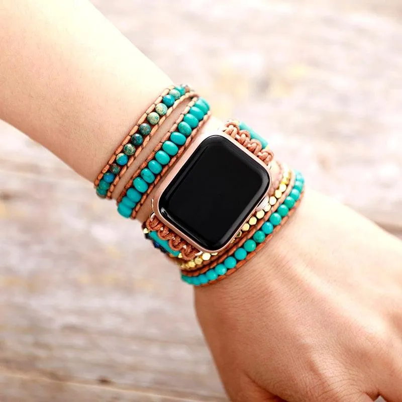 Turquoise & Jasper Beads Apple Watch Band