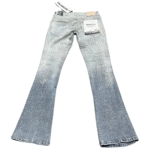 Valabasas Mr. Embroidery Denim Stacked Flare Jean (Icy Azure) VLBS3483