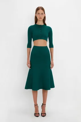 VB Body Cropped Cardi In Lurex Green