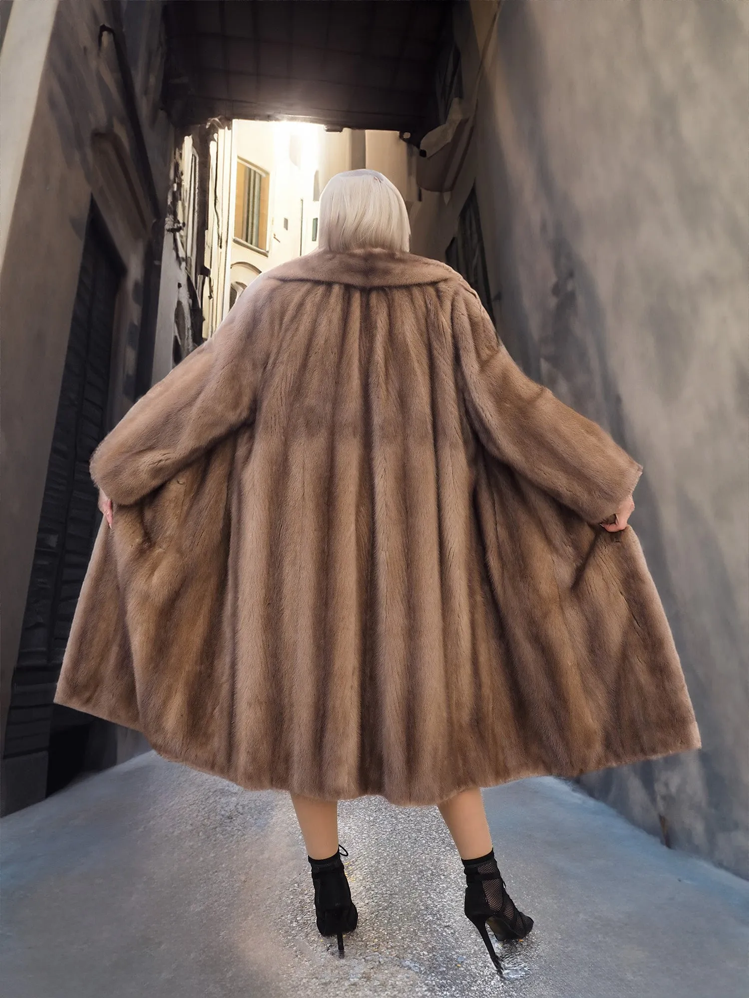 Vintage Pastel Canadian Brown Mink Fur Coat L/XL