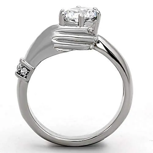 WildKlass Stainless Steel Novelty Ring High Polished (no Plating) Women AAA Grade CZ Clear