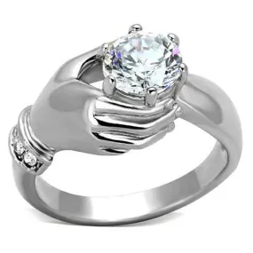 WildKlass Stainless Steel Novelty Ring High Polished (no Plating) Women AAA Grade CZ Clear