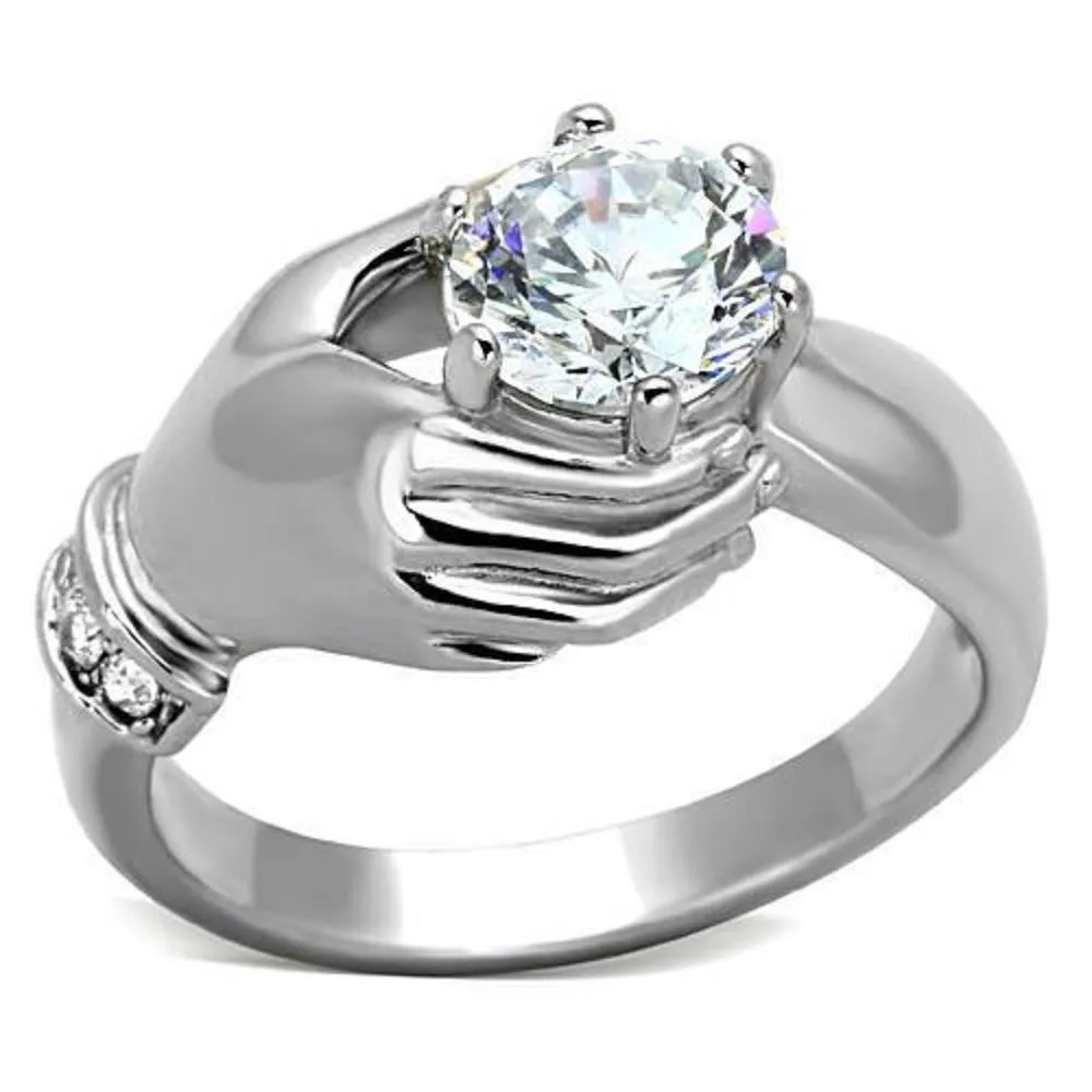 WildKlass Stainless Steel Novelty Ring High Polished (no Plating) Women AAA Grade CZ Clear