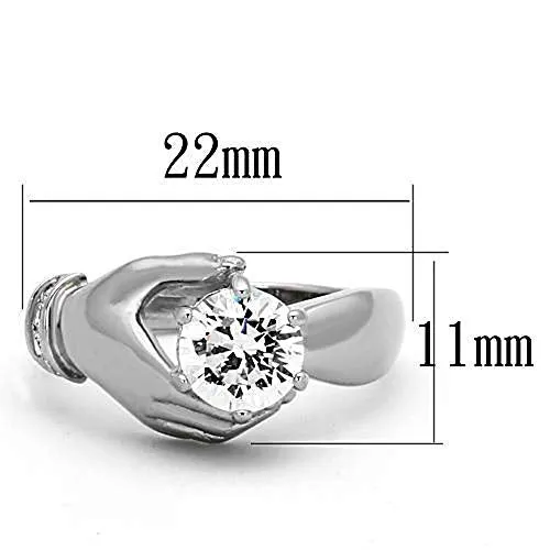 WildKlass Stainless Steel Novelty Ring High Polished (no Plating) Women AAA Grade CZ Clear