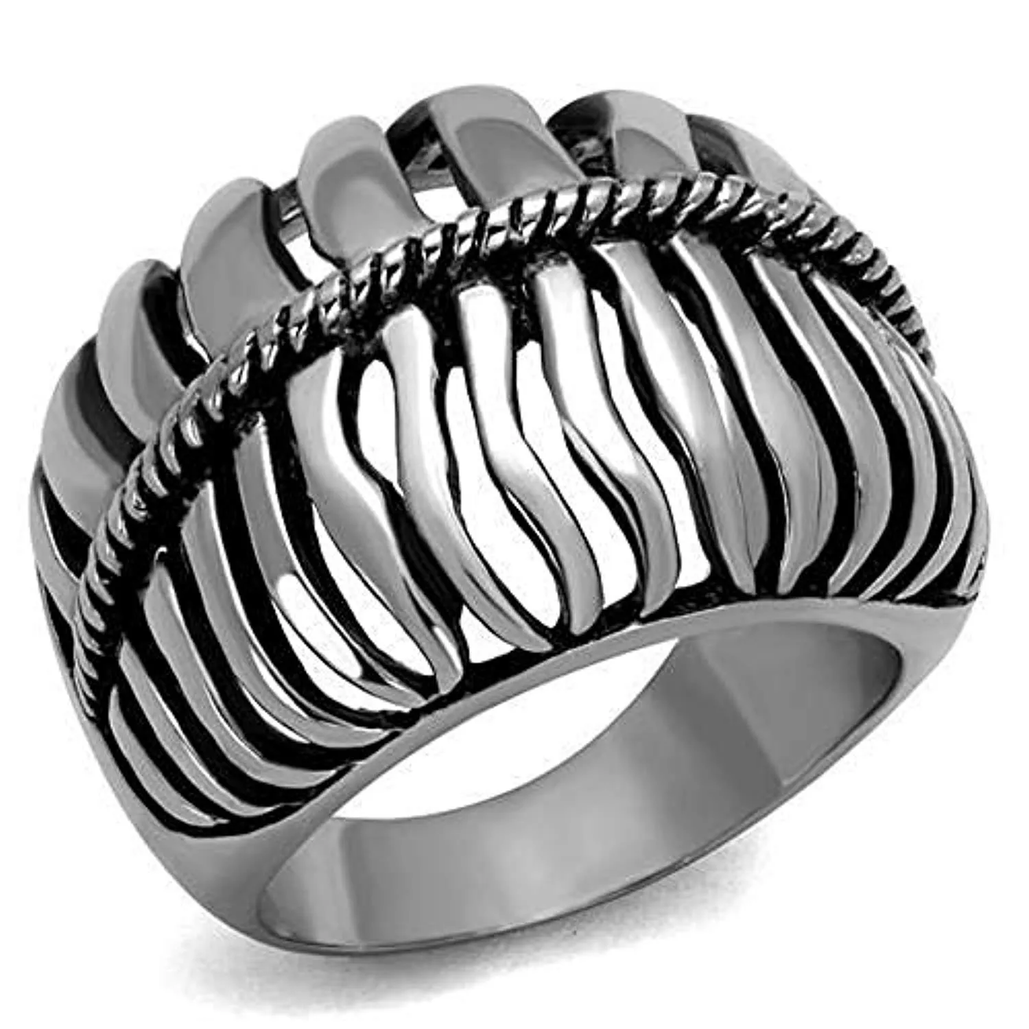 WildKlass Stainless Steel Ring High Polished Men Epoxy Jet